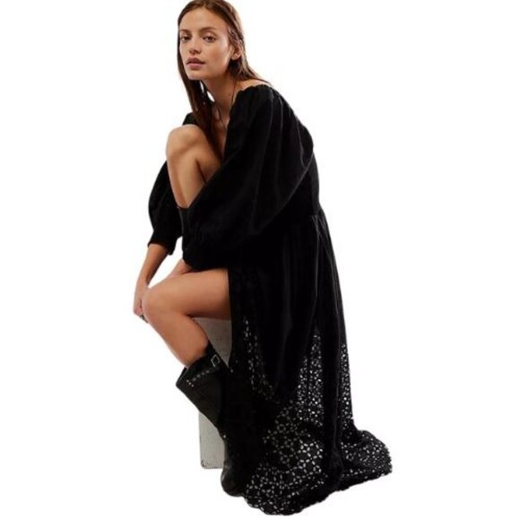 Free People Perfect Storm Black Midi Dress OB1891158 S NWT - Picture 4 of 4